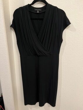 Banana Republic Black Midi Wrap V‑Neck Dress